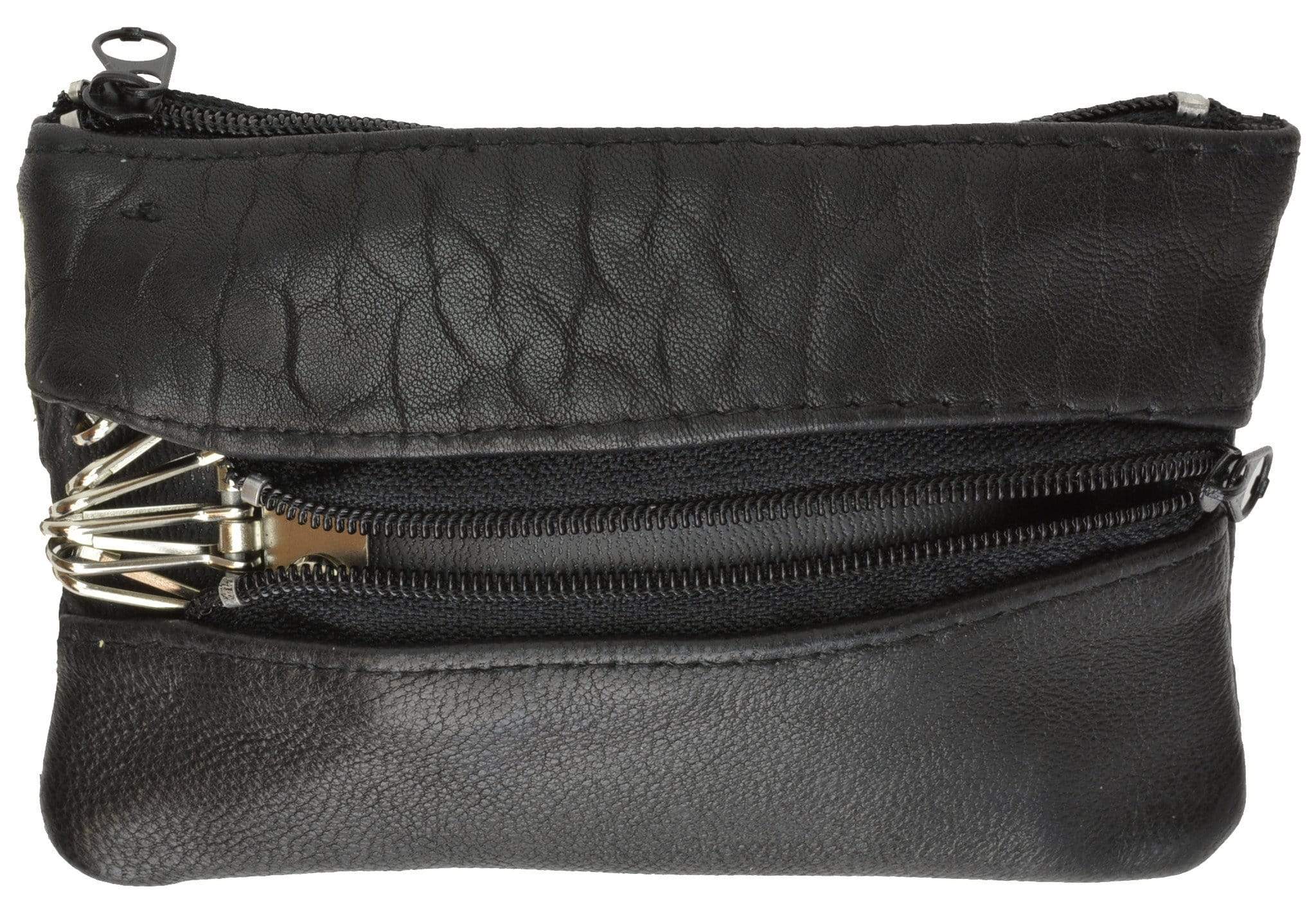 Genuine Leather Zippered Change Purse Black 92800 (C) - menswallet