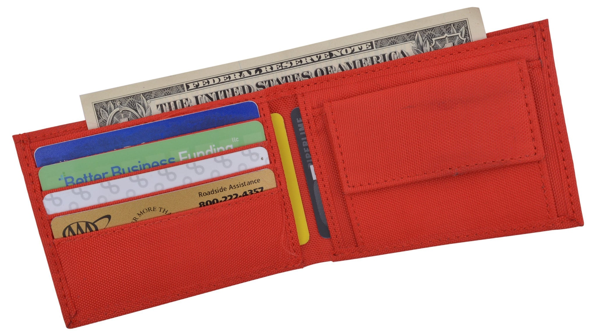 New Red Slim Compact Kids Nylon Bifold Boys Wallet With Coin Pouch Menswallet