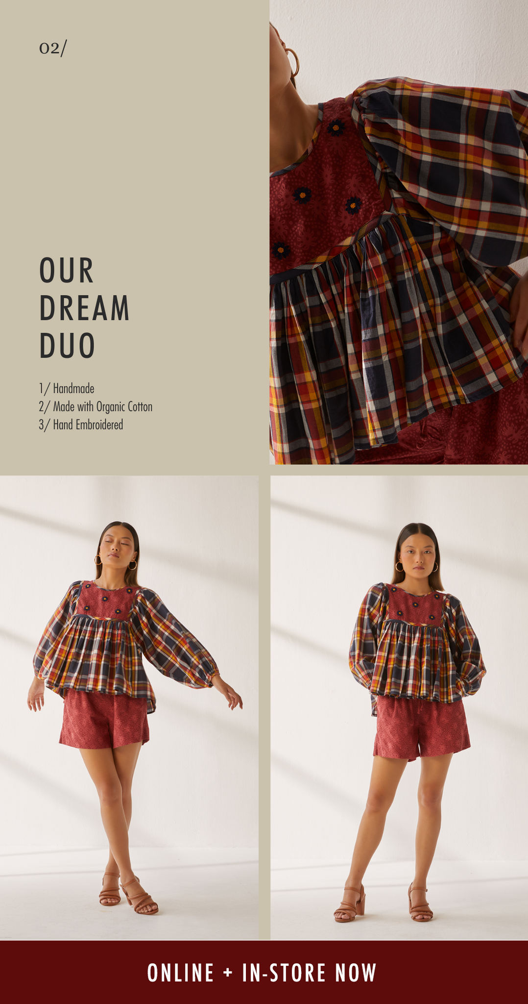 Our dream duo, Handmade, made with organic cotton, hand embroidered 