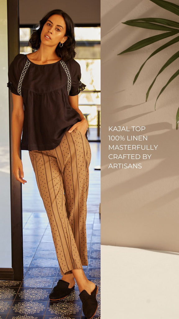 Kajal Top, 100% Linen, masterfully crafted by local Artisans