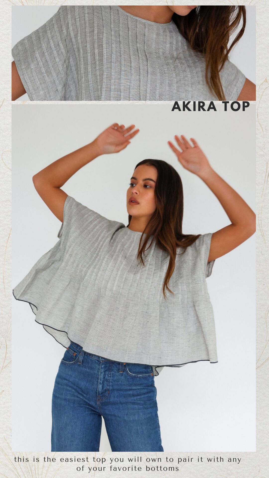 Akira top, the easiest top you will own,  pair with any of your favourite bottoms