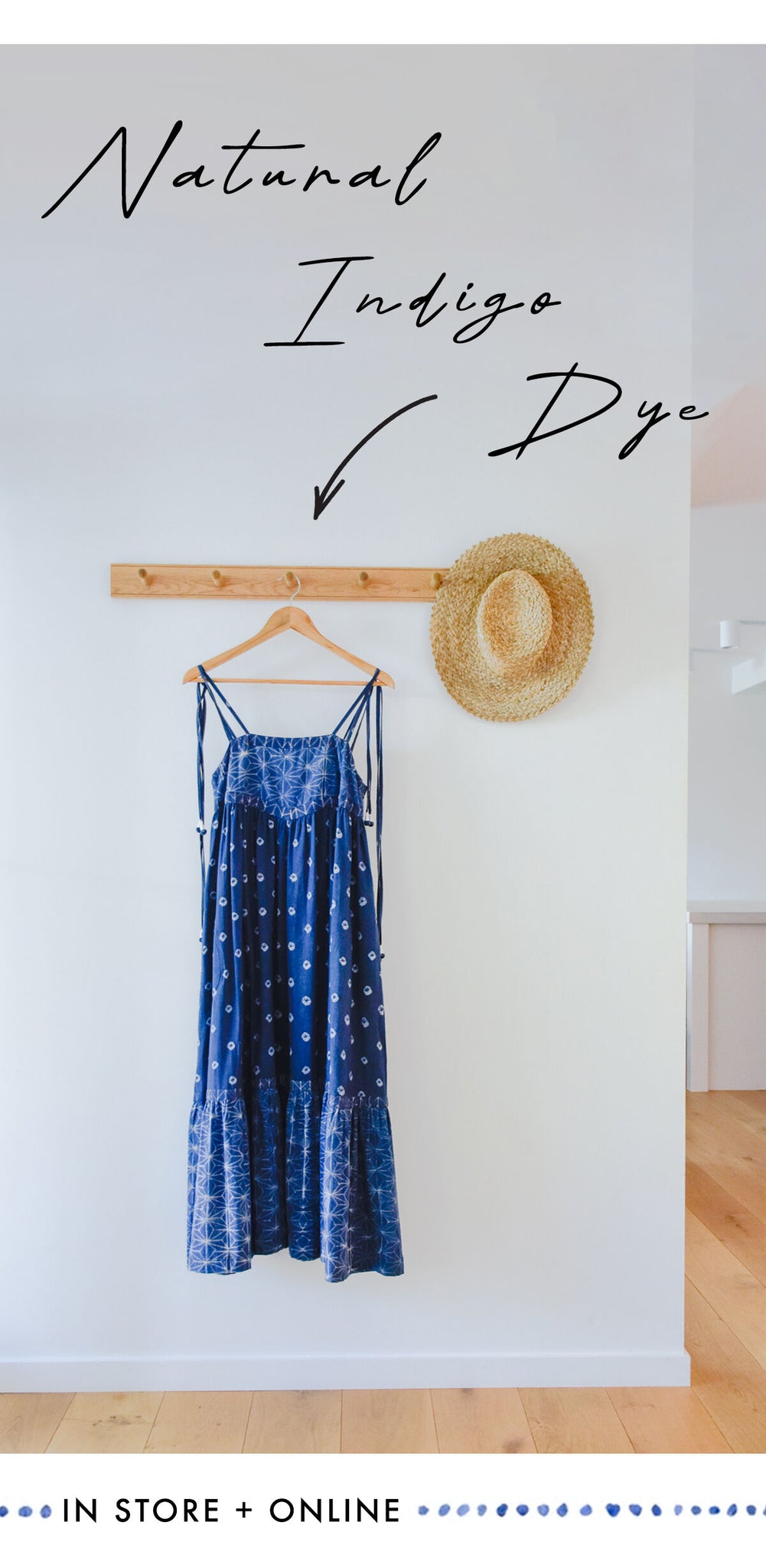 natural indigo dye, Kopal women's fashion, Summer Maxi dress, breathable, lightweight, easy wearing