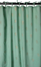 Load image into Gallery viewer, Hand block printed curtain - Green with gold print - cotton - 47&quot;w x 92&quot; l