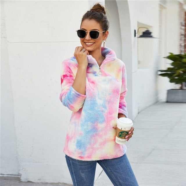 rainbow sherpa pullover