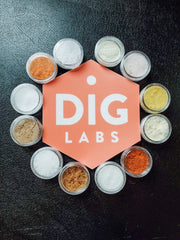 dig logo surrounded by dog supplement ingredients