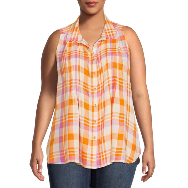 Terra & Sky Terra & Sky Womens Plus Size Pintuck Woven Printed