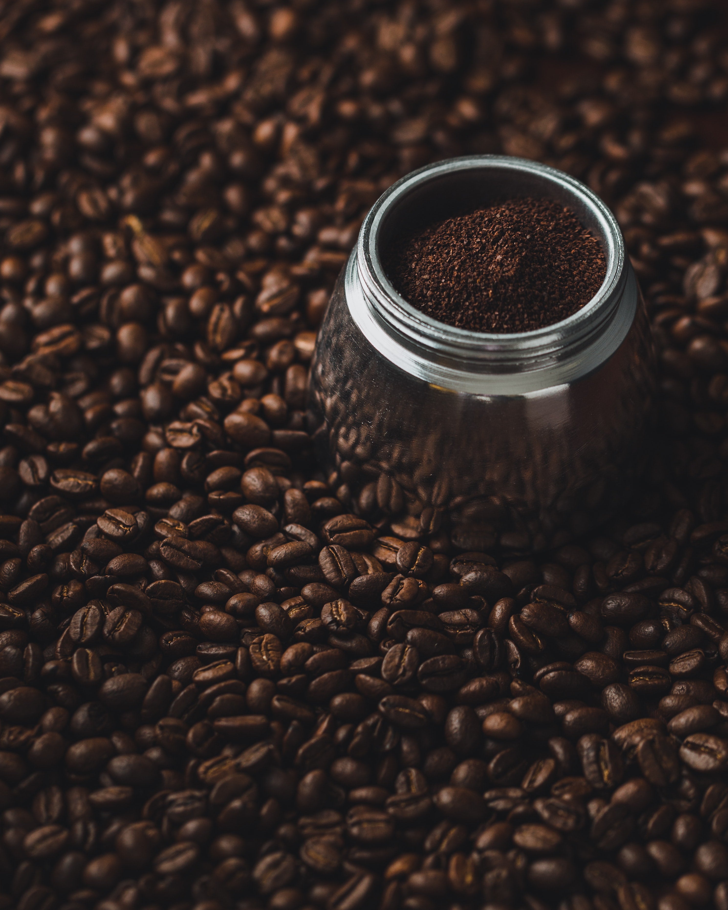 Coffee grounds in a jar