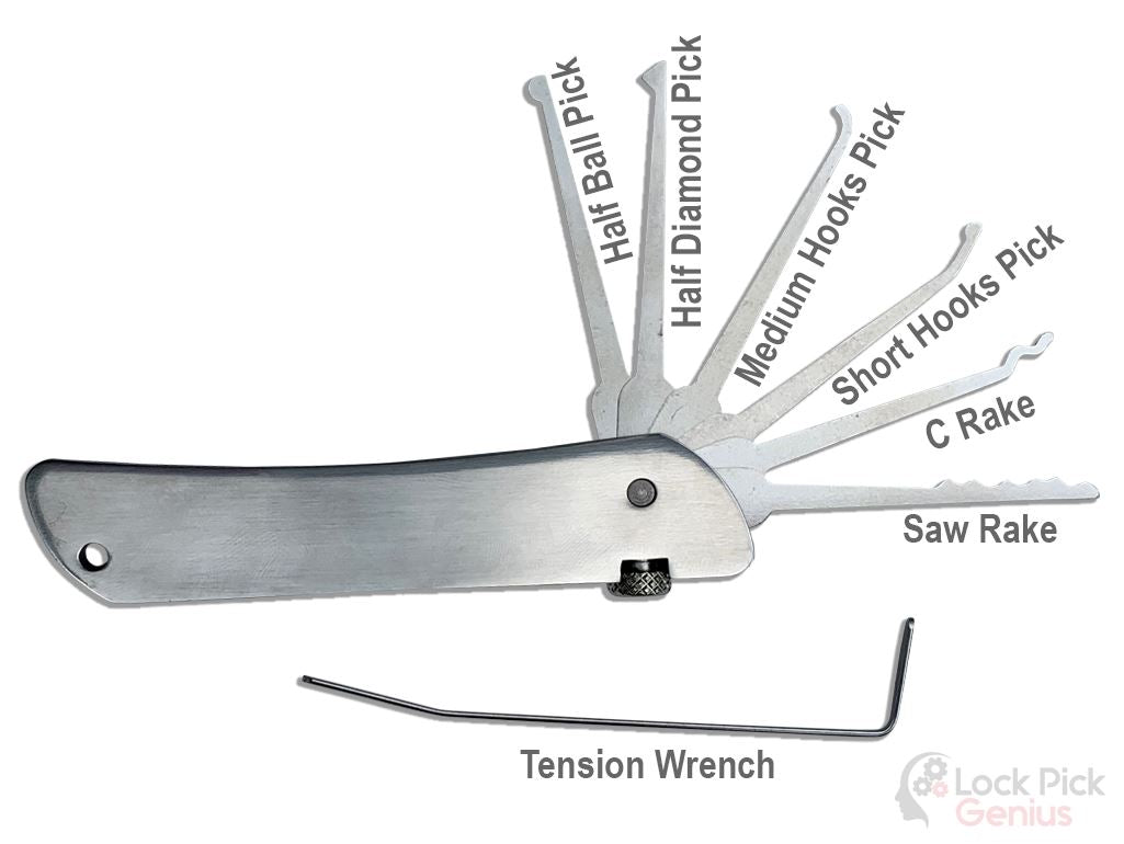 1 Wallet Size Lock Pick Set 5pcs tools with 10 in1 Multitool