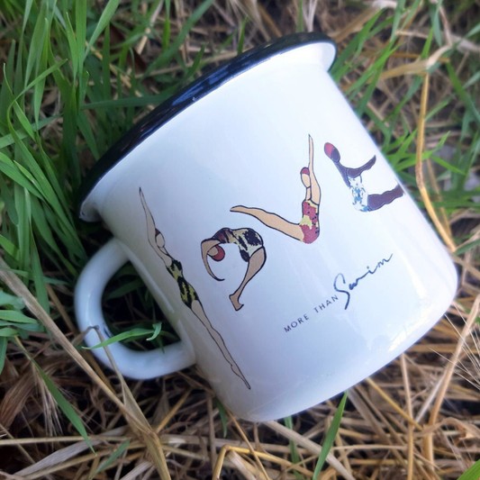 Wild swimming enamelled camping mug - love female line art