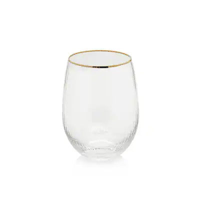 Zodax | Optic Design with Gold Rim - Stemless Wine Glass