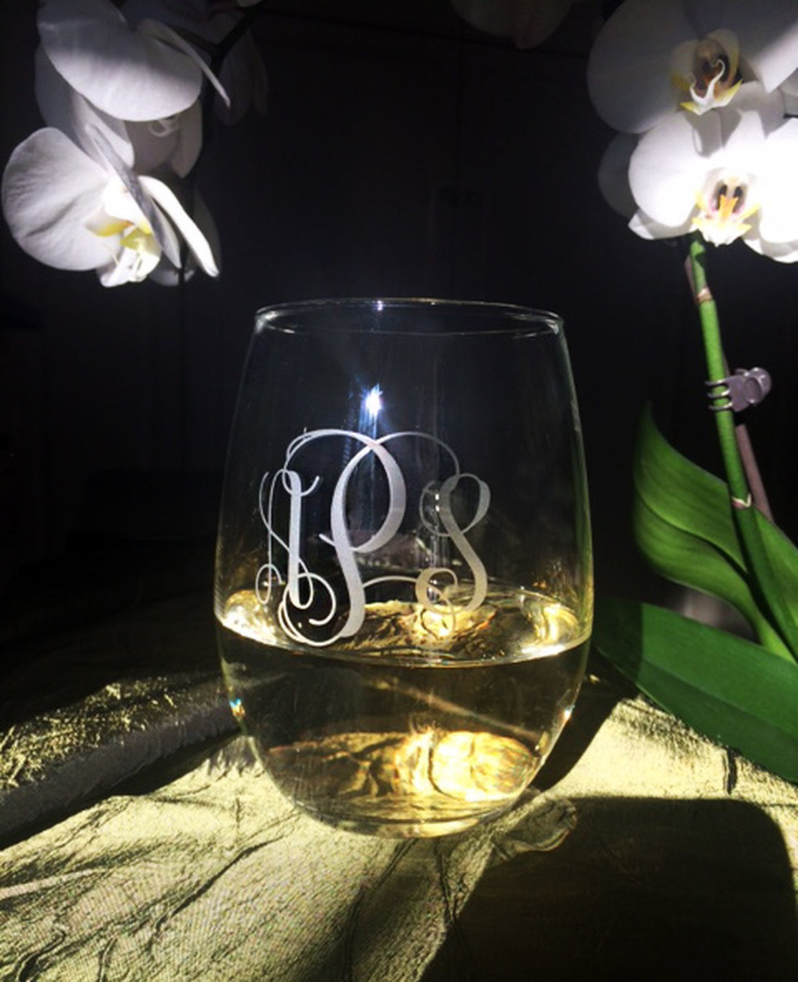 Brennan Collection Wine Glass Set with 2 Letter Kensington Monogram  Engraving