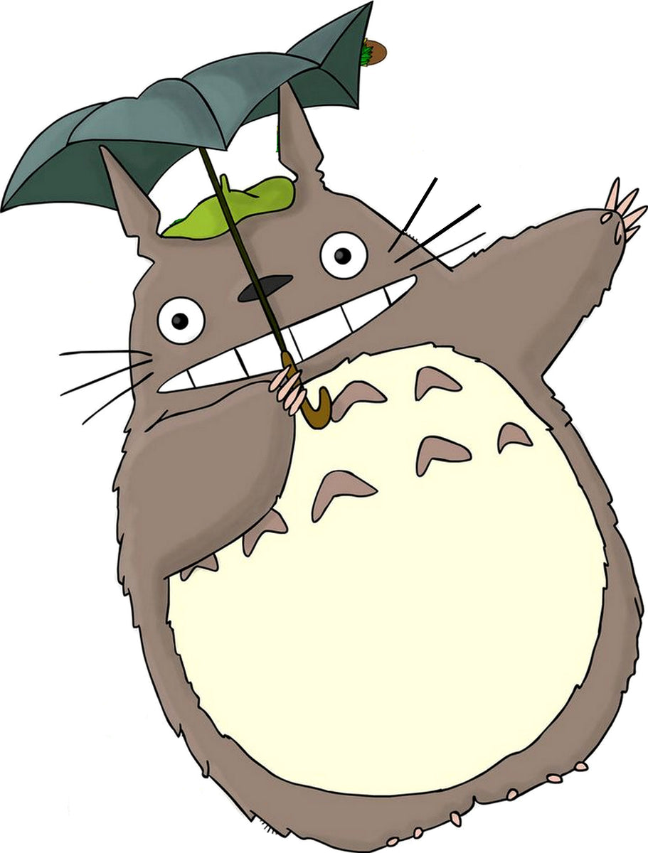 totoro flying with umbrella