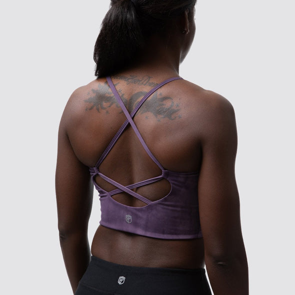 Athleta Girl Purple Tie Dye Upbeat Sports Bra Criss Cross Straps