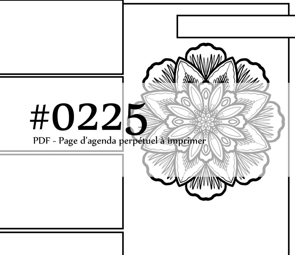 Page #0225 Agenda perpétuel - Téléchargement instantané - PDF à imprimer, MANDALA, fleur