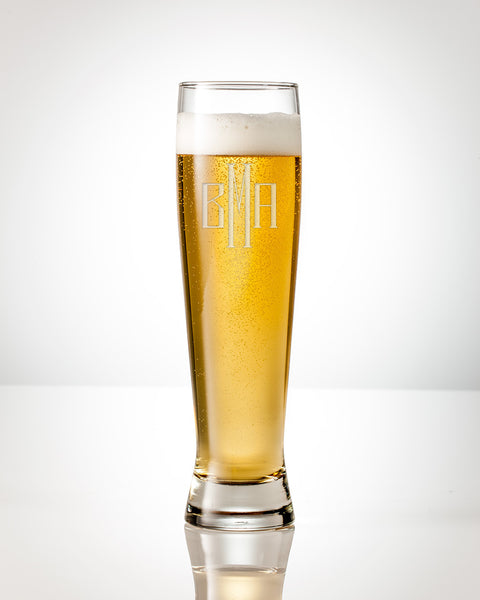 monogrammed pilsner beer glasses