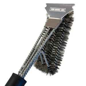 Tablecraft BBQBRK Heavy Duty Stainless Steel Grill Brush with Long Woo