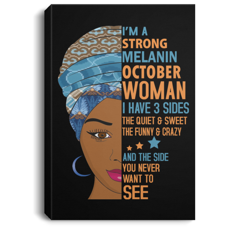 African American Canvas Wall Pictures I Am A Strong Melanin October Woman Birth Month Afrocentric Living Room Decor