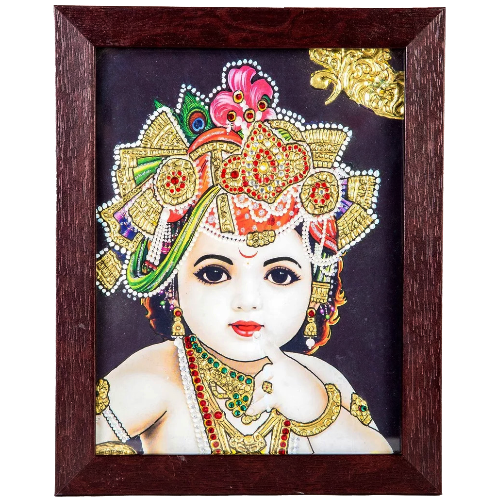 Baby Krishna Tanjore Acrylic Base Painting | Mangala Arts