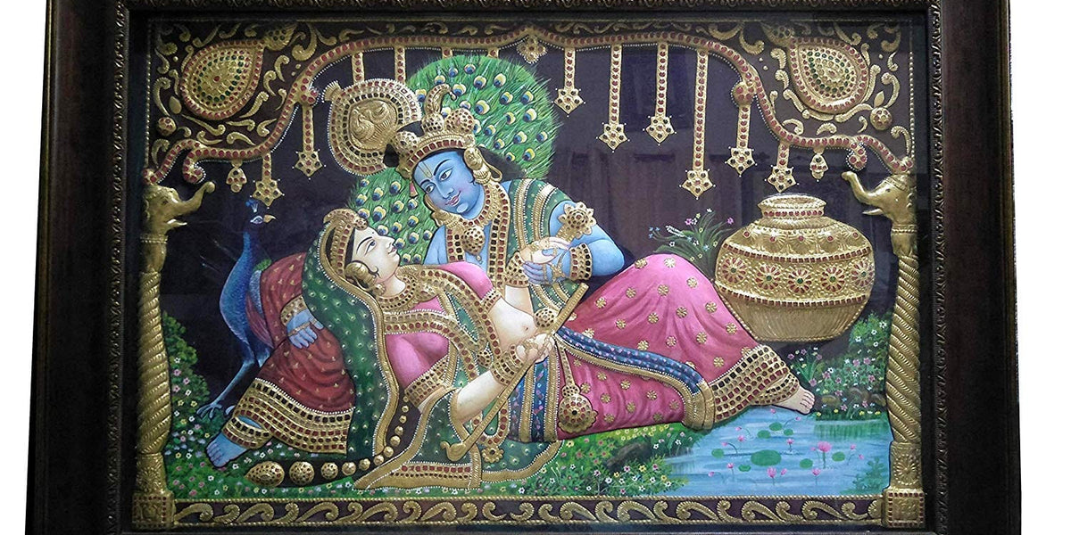 radha krishna emboss paintings