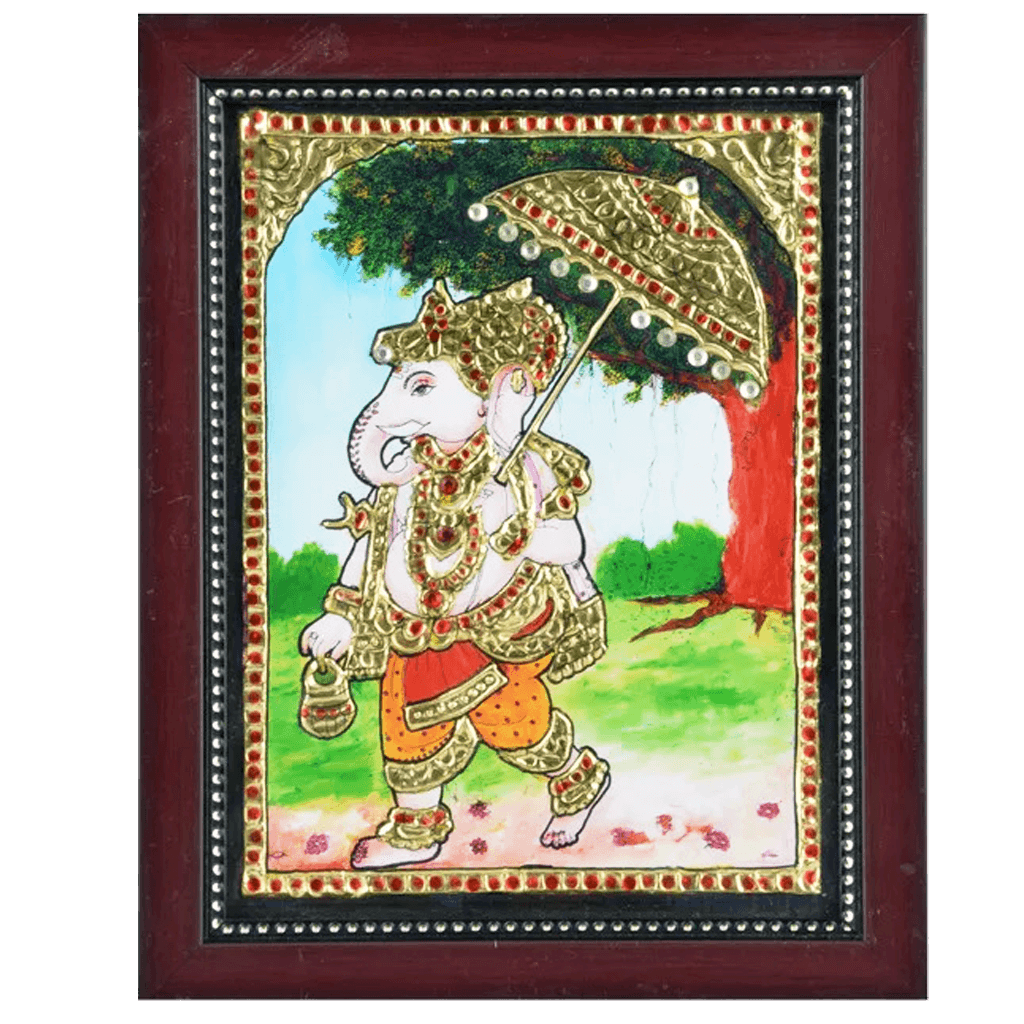 Maapillai Vinayagar Acrylic Base Tanjore Painting | Mangala Arts