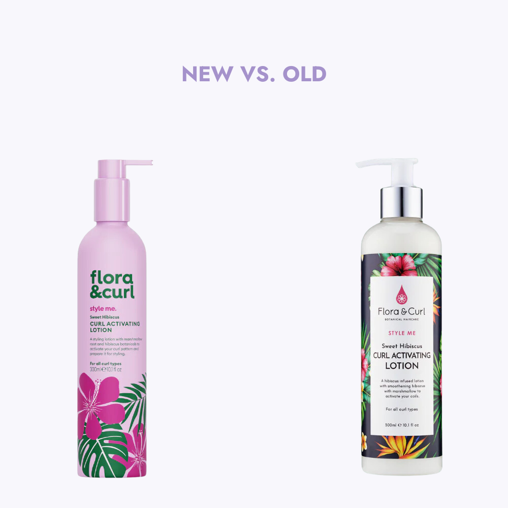 Flora & Curl Sweet Hibiscus Curl Activating Lotion oud en nieuwe verpakking