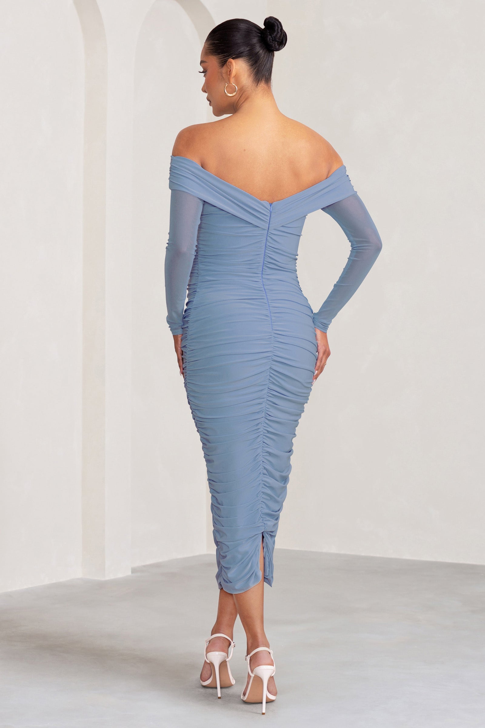 Amaryllis Powder Blue Maternity One Shoulder Maxi Dress with Cape Sl – Club  L London - USA