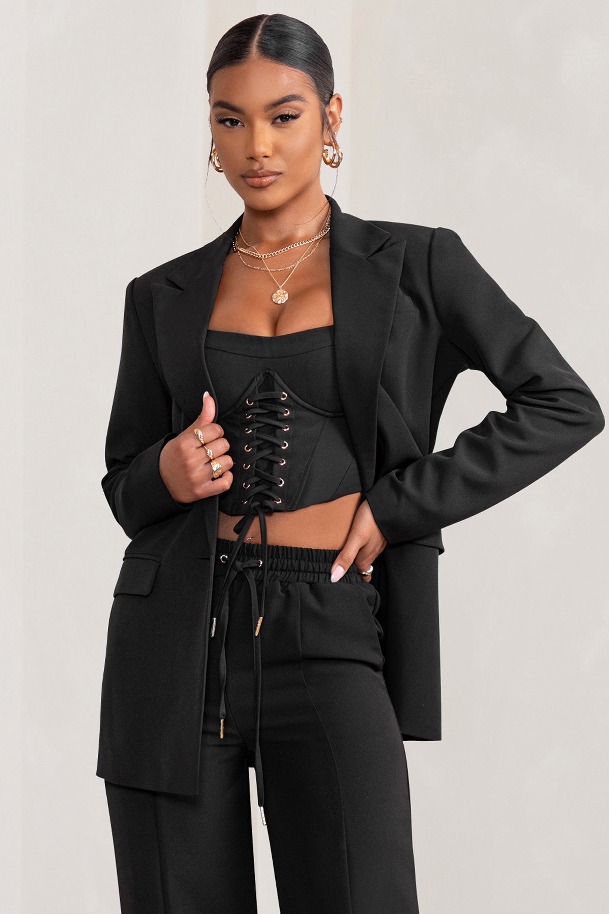 Barbie Girl | Black Single Breasted Oversized Blazer product