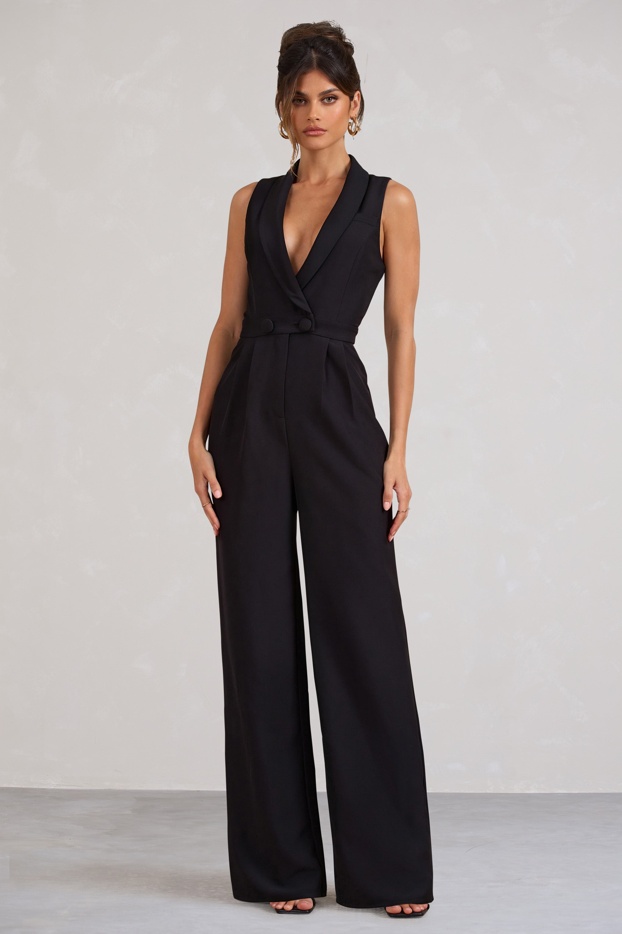 Endure | Tall Black Tailored Sleeveless Wide-Leg Jumpsuit