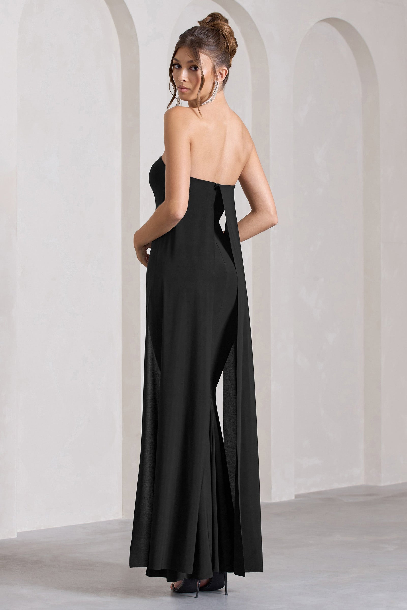 Susan Red Bandeau Maxi Dress With Ruffled Splits – Club L London - USA