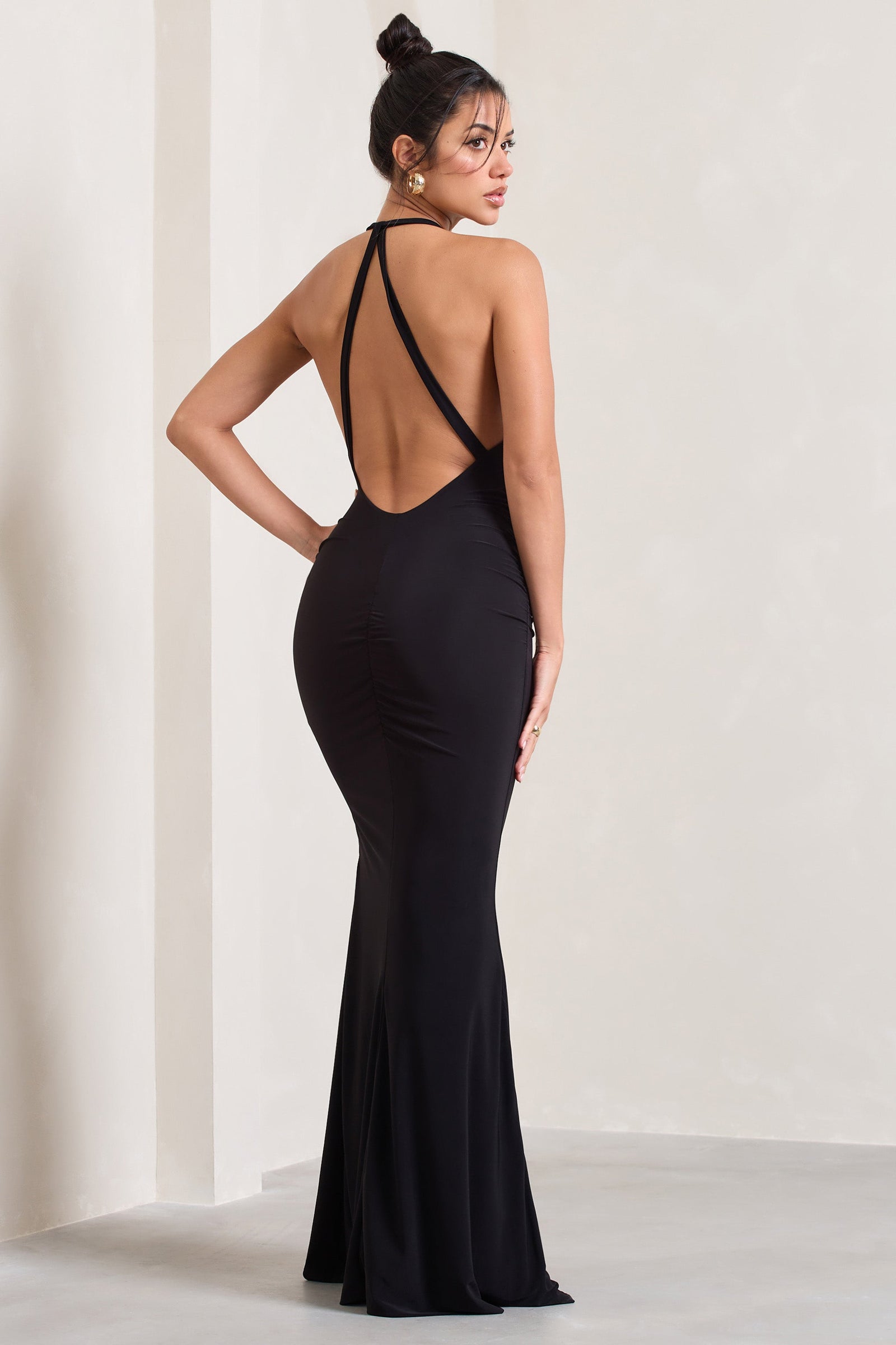 Pamela Black Halter-Neck Sleeveless Split Maxi Dress – Club L London - USA