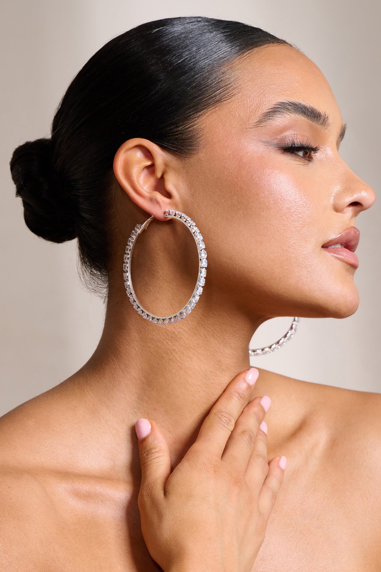 Thin Inside Out White Gold Diamond Hoop Earrings - Sarkisians Jewelry