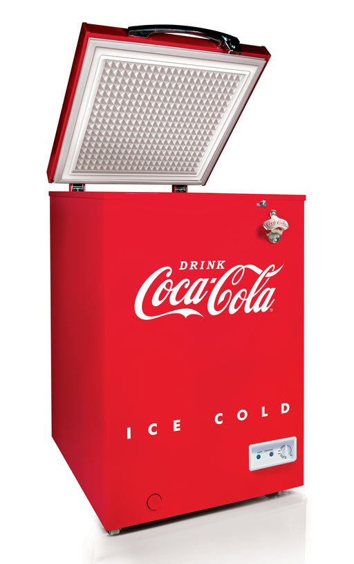 Nostalgia Refrigerador Coca-Cola con congelador, 3.2 pies cúbicos,  temperatura ajustable que se enfría a tan solo 32 grados, abridor de  botellas, bandeja para cubitos de hielo, raspador incluido 