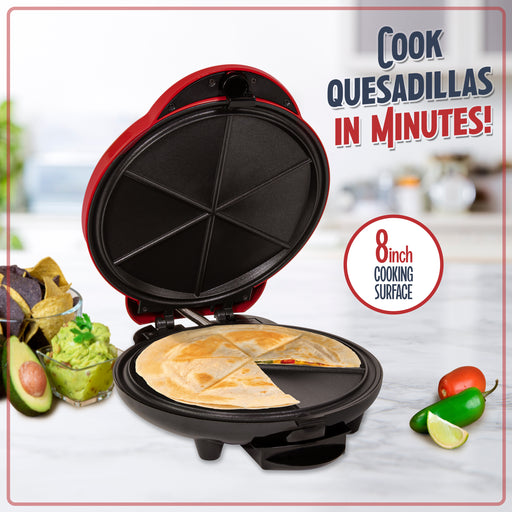 Elite Cuisine 11-inch Nonstick Mexican Taco Tuesday Quesadilla Maker,  Easy-Slice 6-Wedges, Grilled Cheese