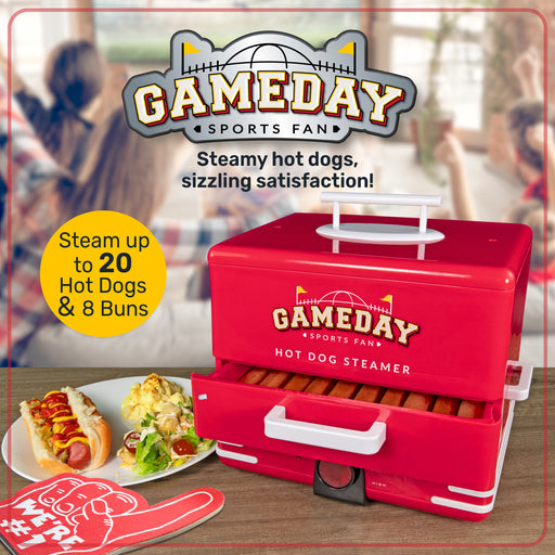 Nostalgia Game Day Sausage and Brat 5 Link Electric Grill with Oil Drip Tray, Carry Handle, and Cord Storage, Cooks Beef, Turkey, Chicken, Veggie