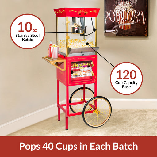 Teamson Kids 8 oz. Popcorn Machine Cart with Candy Dispenser, Red  NKPCRTCD8RD - The Home Depot