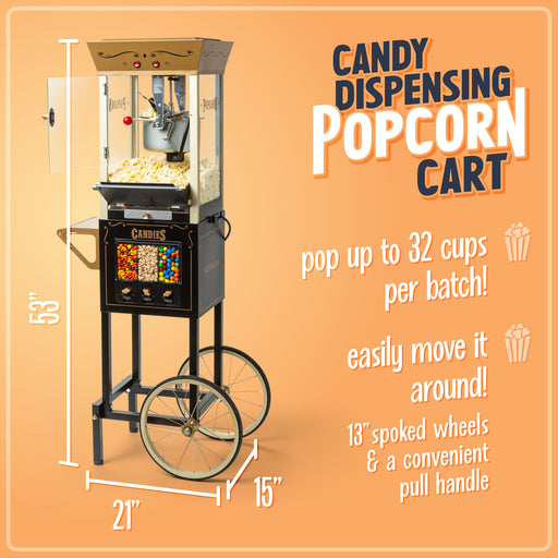 Nostalgia Candy & Snack Dispensing 8 Oz. Popcorn Cart - NKPCRTCD8BG -  20512954