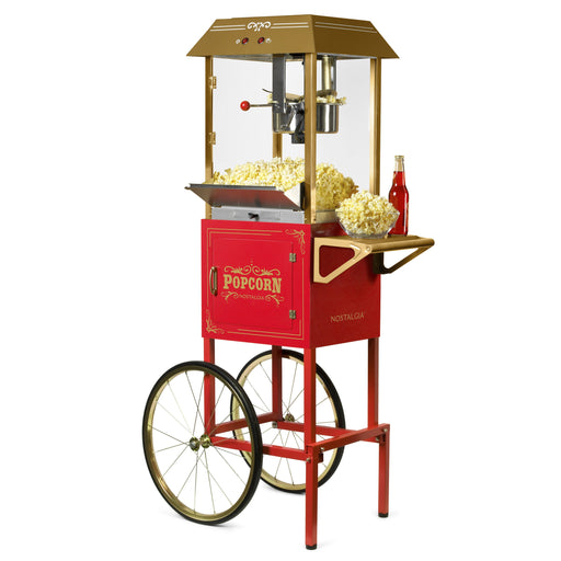 VES71 Nostalgia Popcorn Maker Professional Cart, 8 Oz Kettle Makes Up To 32  Cups, Vintage Movie Theater Popcorn Machine With Three Can