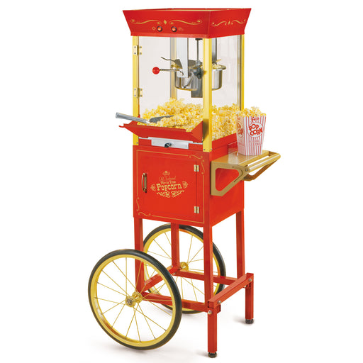 Corn rush popcorn machine with 3 candy dispenser & cart, 8oz - black