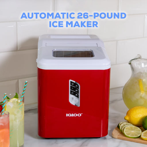 Igloo IGLICEB26HNPK 26-Pound Automatic Self-Cleaning Portable Countertop Ice  Maker Machine With Handle, Pink 
