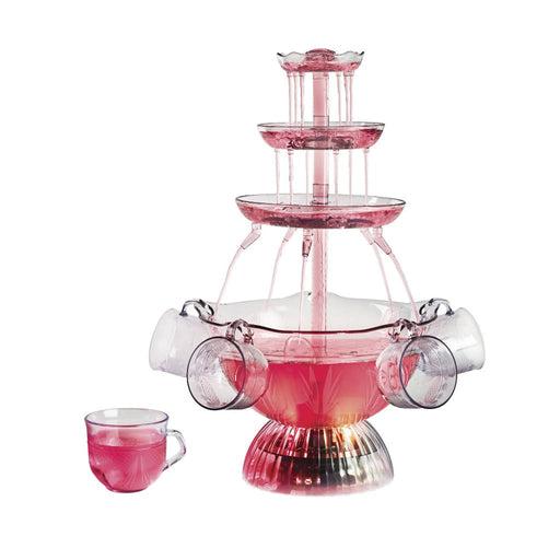 3-Tier Party Drink Dispenser – 1.5-Gallon Punch Fountain with LED Light  Base and 5 Cups – Juice, Soda, or Mimosa Tower by Great Northern Party, Red