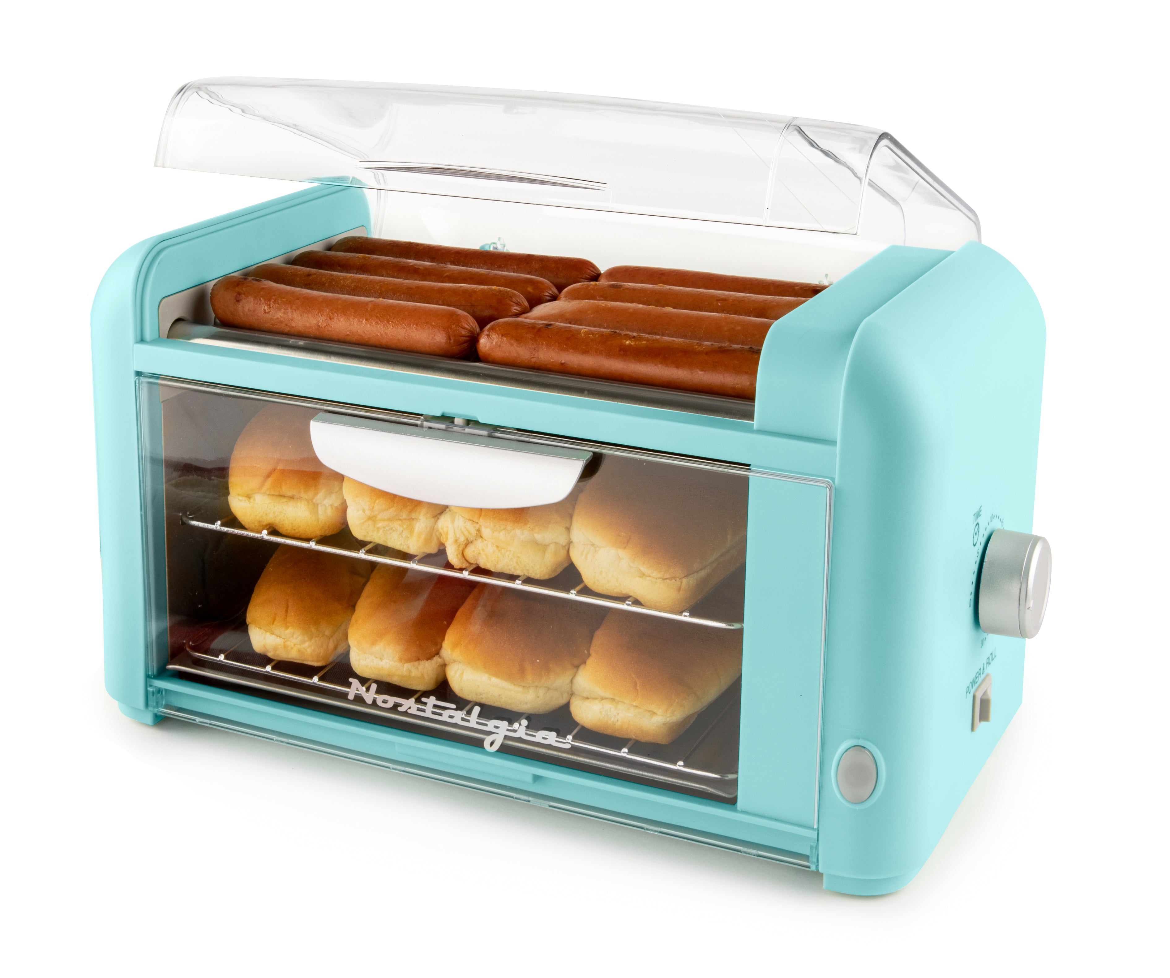 Hot Dog Roller & Bun Warmer, Aqua