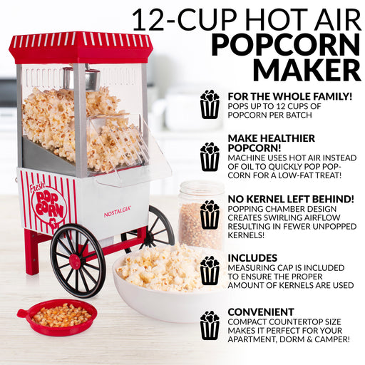 Hot Air Popcorn Popper, Electric Popcorn Maker, Mini Popcorn Machine with  Measuring Cup and Top Lid for Party, Home and Family