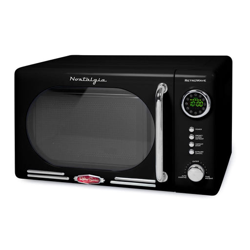 Nostalgia NRMO9BK 0.9 Cu ft. Retro Microwave Oven Black