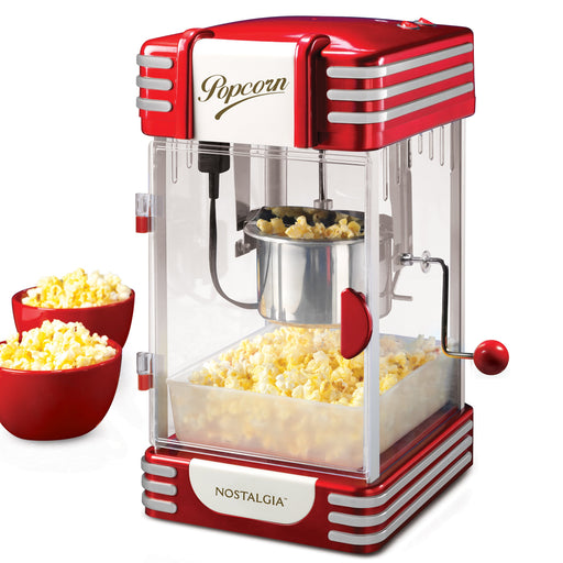Nostalgia 2.5-Ounce Red Kettle Popcorn Maker  Maquina de palomitas,  Palomiteros, Contenedores de acero