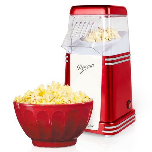 Popcorn Machine Maker Popcorn Machine with Wheels, 1400 Watts, 120 V, Hot  Air Popper Popping 12 Cup Retro Vintage Fashioned Style, For Movie Parties.  Red 5 Core POP 820 