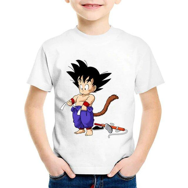 Dbz Kid Goku Getting Ready With His Training Kids T Shirt Justanimethings