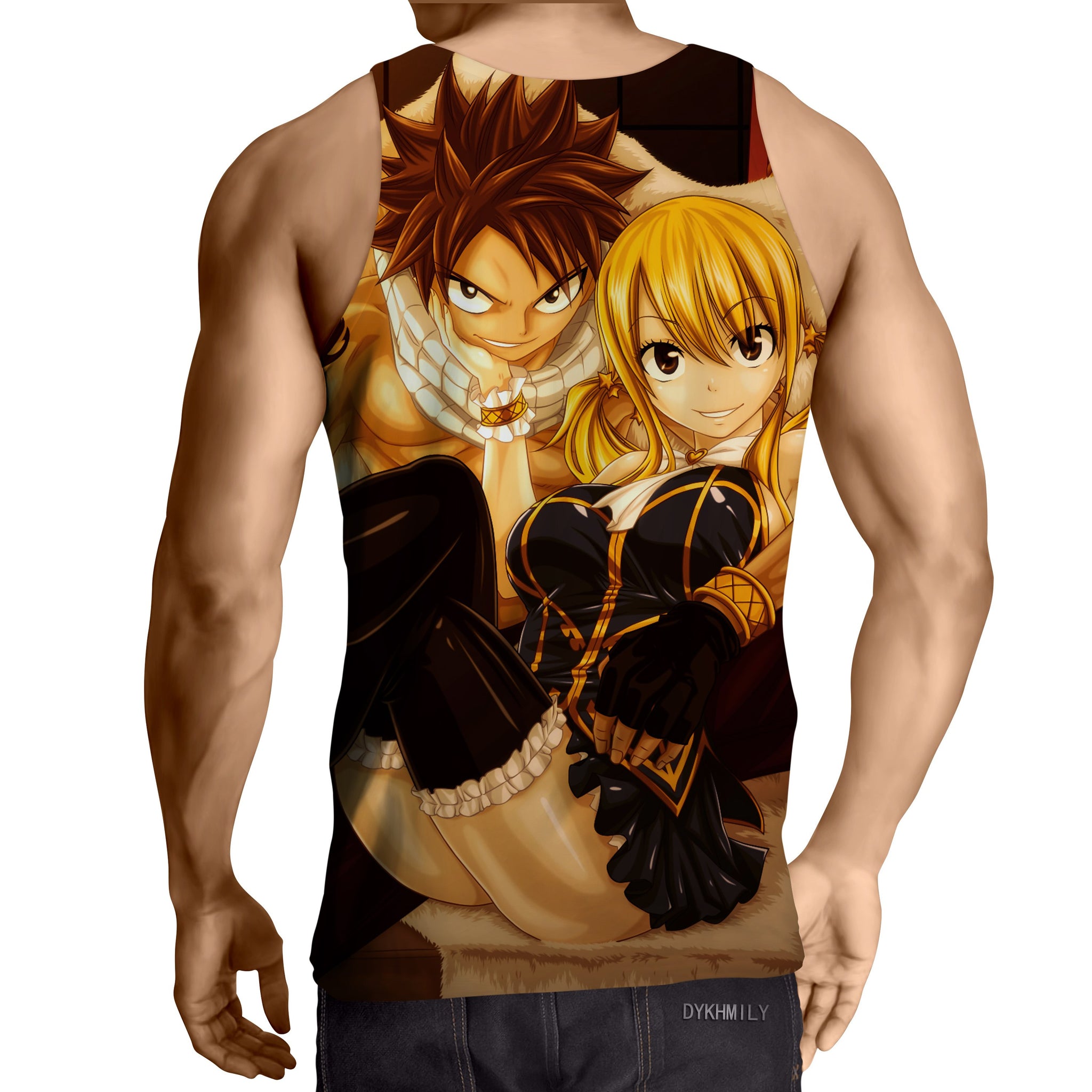 Fairy Tail Natsu And Lucy One Hand Love Pose Yellow Tank Top Justanimethings