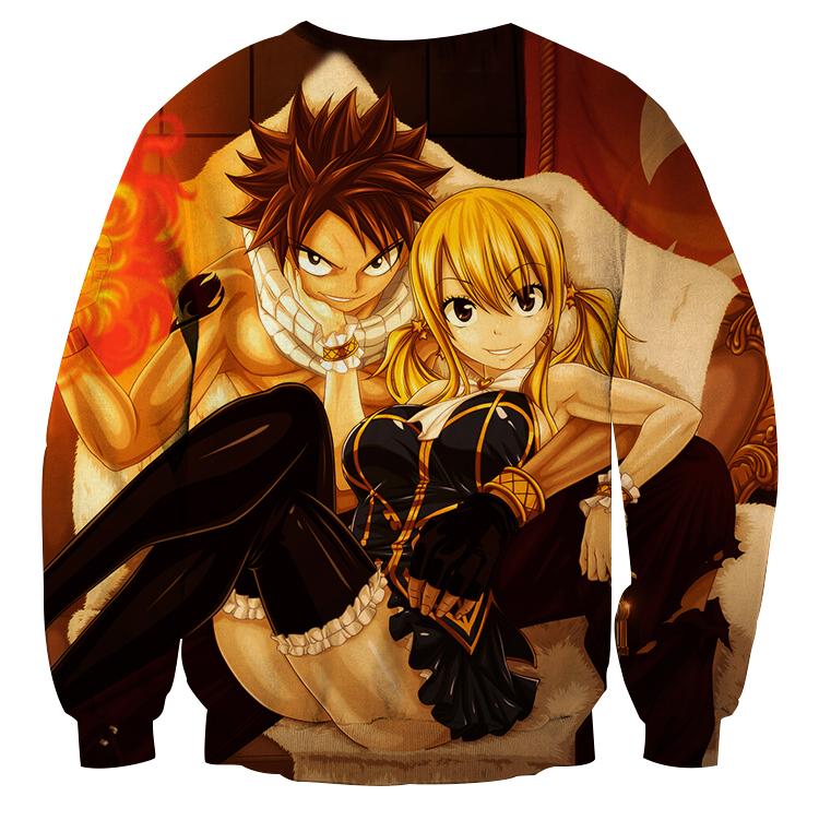 Fairy Tail Natsu Lucy One Hand Love Pose Orange Sweatshirt Justanimethings