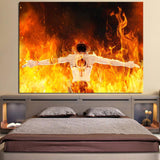 One Piece Ace Standing In Flames Back View Orange 1pc Canvas