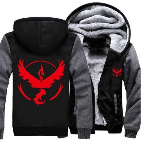 Pokemon Go Team Valor Red Symbol Legendary Bird Moltres Hooded Jacket Justanimethings